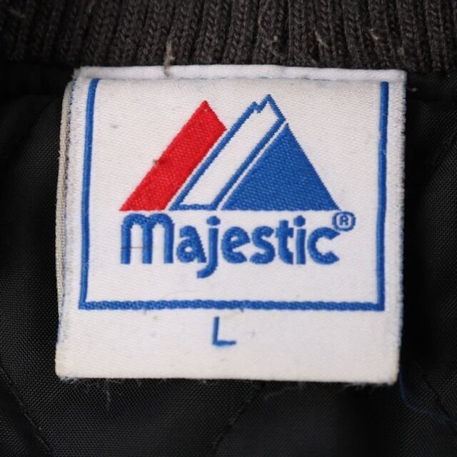 マジェスティック・アスレチック 中綿ブルゾン ボタン 無地 ジャケット アウター ウール混 メンズ Lサイズ ネイビー Majestic Athletic メンズのジャケット/アウター(ブルゾン)の商品写真