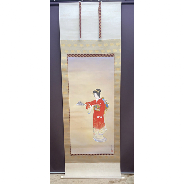 日本画掛軸　画家名あり　肉筆　超大幅『序の舞』桐箱　美品