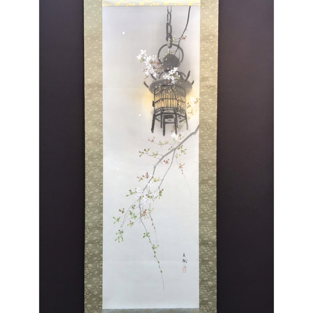 ◎極上品◎本物◎今井景樹『夜桜』共箱 二重箱 表装替済み エンタメ/ホビーの美術品/アンティーク(絵画/タペストリー)の商品写真