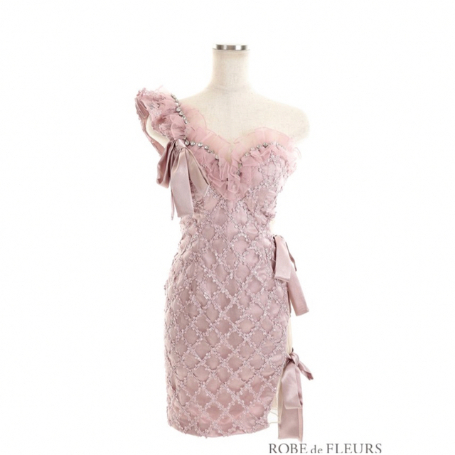 robedefleurs リボンタイトドレス　ピンク