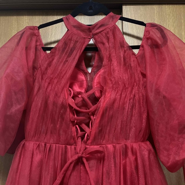 ロングドレス　赤　オフショル 3