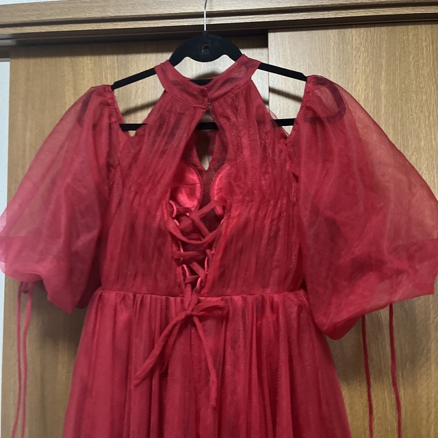 ロングドレス　赤　オフショル 4