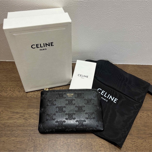 celine - CELINE セリーヌ コイン&カードポーチ エンボスド スムース