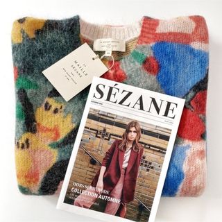 【お取り置き中】Sezane セザンヌ　フラワー柄　ウール　モヘア　ニット(ニット/セーター)