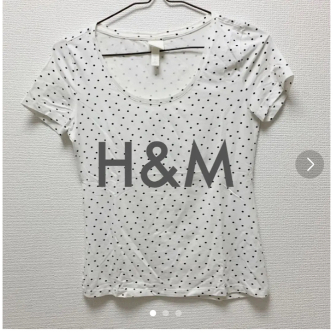 H&M(エイチアンドエム)の【H&M】ホワイト×ブラック　ドットTシャツ メンズのトップス(Tシャツ/カットソー(半袖/袖なし))の商品写真