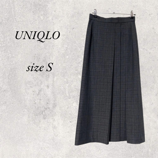 ユニクロ(UNIQLO)のUNIQLO グレーチェックロングスカート　size S(ロングスカート)