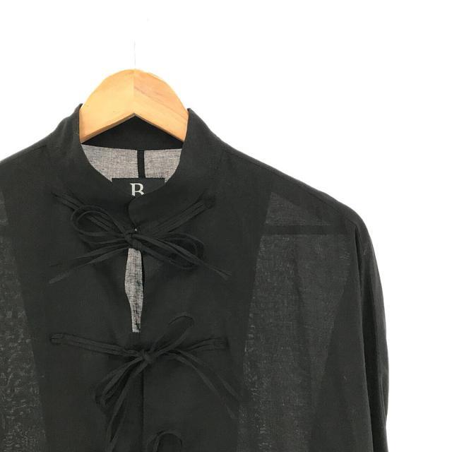 【美品】  B YOHJI YAMAMOTO / ビーヨウジヤマモト | 2020SS | Wrinkle gabardine Bow dolman blouse テンセル シワ ギャバ ドルマンスリーブ チャイナ ロング シャツ | 1 | ブラック | メンズ