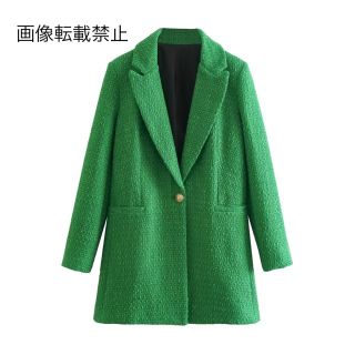 🤍2月新作🍫10253◆green グリーン ミドル丈 ジャケット(テーラードジャケット)