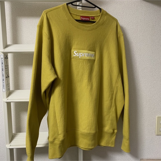 メンズM Supreme box logo crewneck mustard 18aw