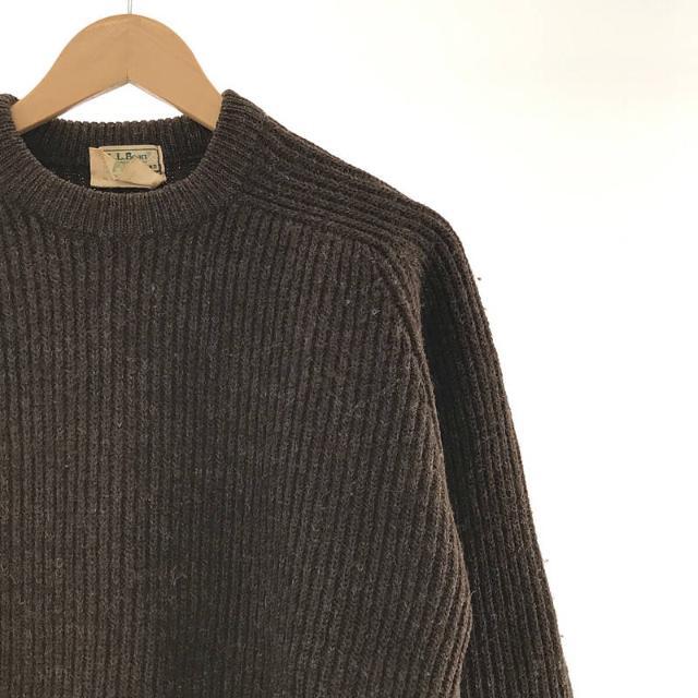 【美品】 L.L.BEAN / エルエルビーン | 1980s~ Vintage ヴィンテージ 英国製 クルーネック ウール ニット セーター | L | ダークブラウン | メンズ