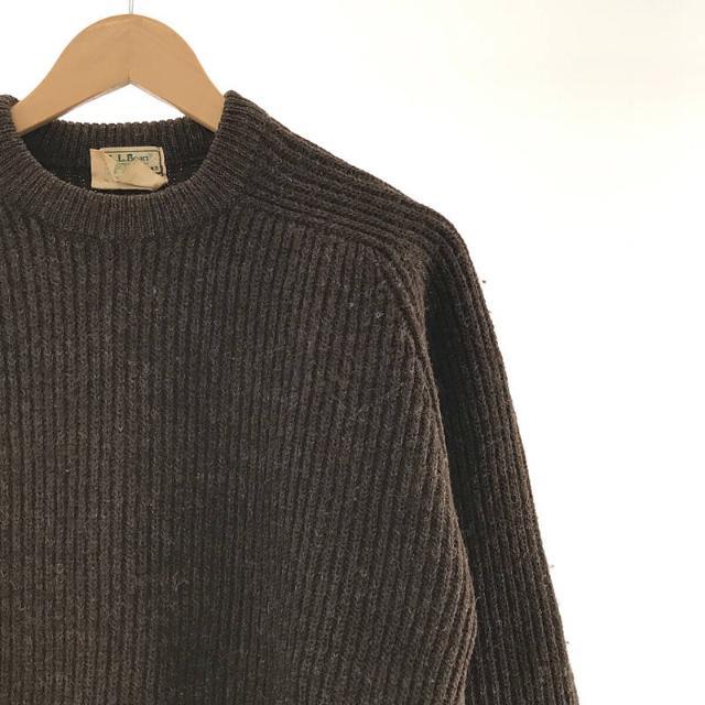 【美品】 L.L.BEAN / エルエルビーン | 1980s～ Vintage ヴィンテージ 英国製 クルーネック ウール ニット セーター | L  | ダークブラウン | メンズ