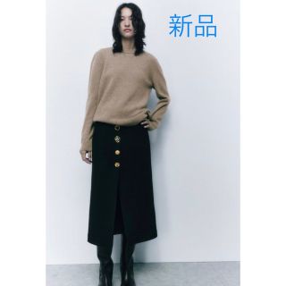 ザラ(ZARA)のZARA ザラ＊ウールカシミヤニット　ウーブンレザーバケットバッグ(ニット/セーター)