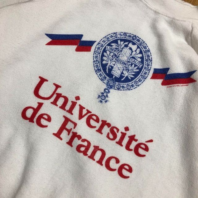80s Université de France ラグラン スウェット 白 M