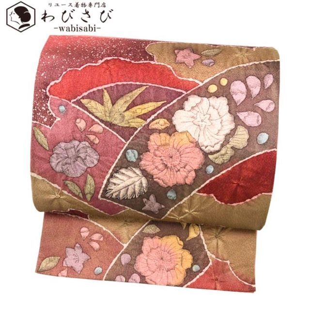 O-1894 袋帯 作家物 辻が花 叩き染 莟紅梅色 豪華ラッピング無料 37