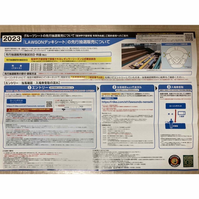 2023阪神タイガース　甲子園球場　グループシート　先行抽選販売案内 チケットのスポーツ(野球)の商品写真