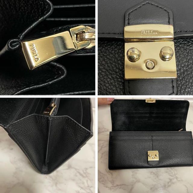 Furla(フルラ)の【極美品】FURLA フルラ 長財布 ウォレット メトロポリス 黒 ブラック レディースのファッション小物(財布)の商品写真