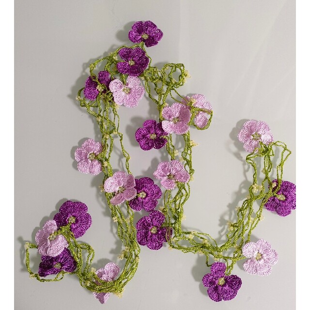 70%OFF!】 o3 ハンドメイド トルコ オヤ刺繍 ネックレス パープル