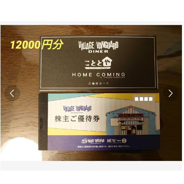 ヴィレッジヴァンガード 株主優待 12枚(12000円分)、優待カード