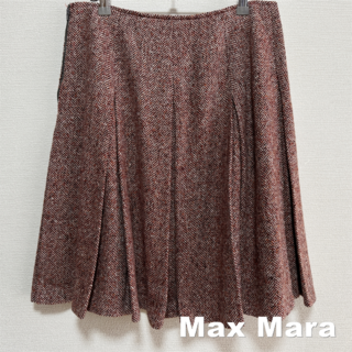 マックスマーラ(Max Mara)の【Max Mala】マックスマーラ シルバータグ プリーツ ツイード スカート(ひざ丈スカート)