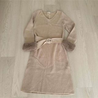 プロポーションボディドレッシング(PROPORTION BODY DRESSING)のプロポーションボディドレッシング 袖ファー付きニットワンピース(ひざ丈ワンピース)