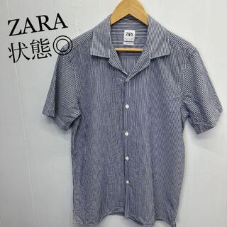 ザラ(ZARA)の美品　ZARA オープンカラー ストライプ 半袖シャツ(シャツ)