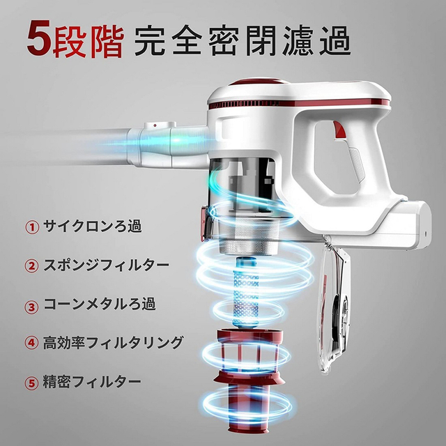 コードレス掃除機 12kpa サイクロンタイプ ハンディクリーナー 強弱切替 スマホ/家電/カメラの生活家電(掃除機)の商品写真