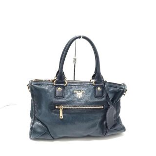 プラダ(PRADA)のプラダ ハンドバッグ - ネイビー 革タグ(ハンドバッグ)