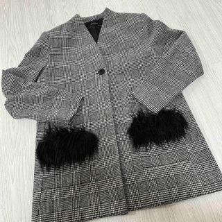 ザラ(ZARA)の美品　ZARA チェック　ファーポケット　コート(その他)