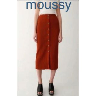 マウジー(moussy)のmoussy  タイト　ニットスカート　オレンジ　美品(ロングスカート)