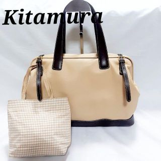 キタムラ(Kitamura)のキタムラ　レザー　チェック　バイカラー　ボストンバッグ　ハンドバッグ　セット　革(ハンドバッグ)