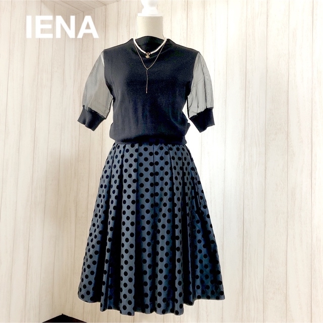 IENA(イエナ)のイエナ　ドット柄　スカート インポート生地　美品 レディースのスカート(ひざ丈スカート)の商品写真