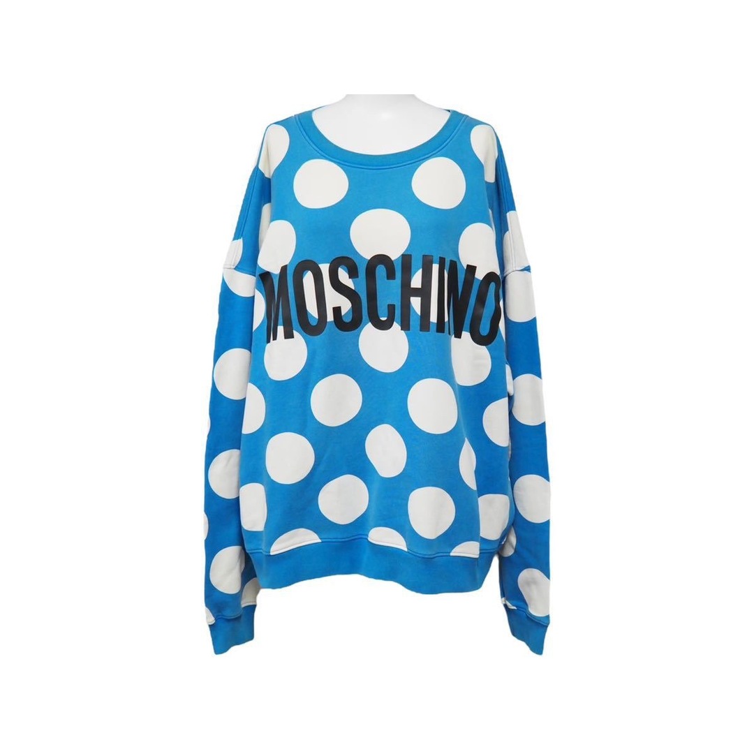 MOSCHINO モスキーノ 水玉 ドット ブルー ホワイト トレーナー ブラック ロゴ トップス スウェット  46196