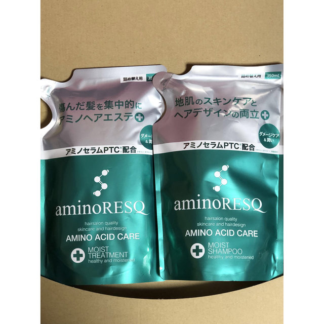 aminoRESQ（AQUA NOA）(アミノレスキュー)のアミノレスキューシャンプー&トリートメント詰替セット★モイスト★ダメージケア コスメ/美容のヘアケア/スタイリング(シャンプー/コンディショナーセット)の商品写真