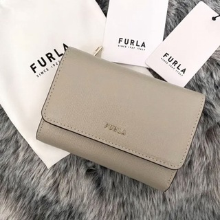 新品☆ FURLA(フルラ) グレー ベージュ バニラ レザー 折り財布