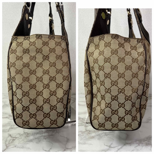 Gucci(グッチ)の【綺麗】Gucci グッチ トートバッグ キャンバス GG ロゴ金具 ベージュ レディースのバッグ(トートバッグ)の商品写真