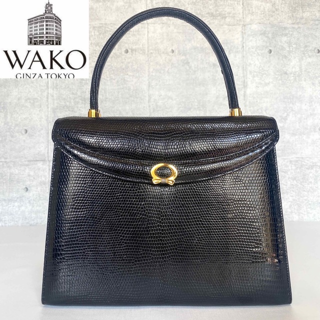 美品】WAKO 銀座和光 リザード革 ゴールド金具 黒 フォーマル