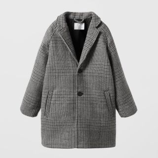 ZARA チェック柄ウール混コート　130cm(コート)