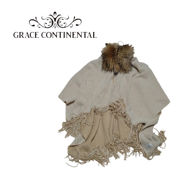 GRACE CONTINENTAL  ポンチョ リバーシブル ラクーンファー