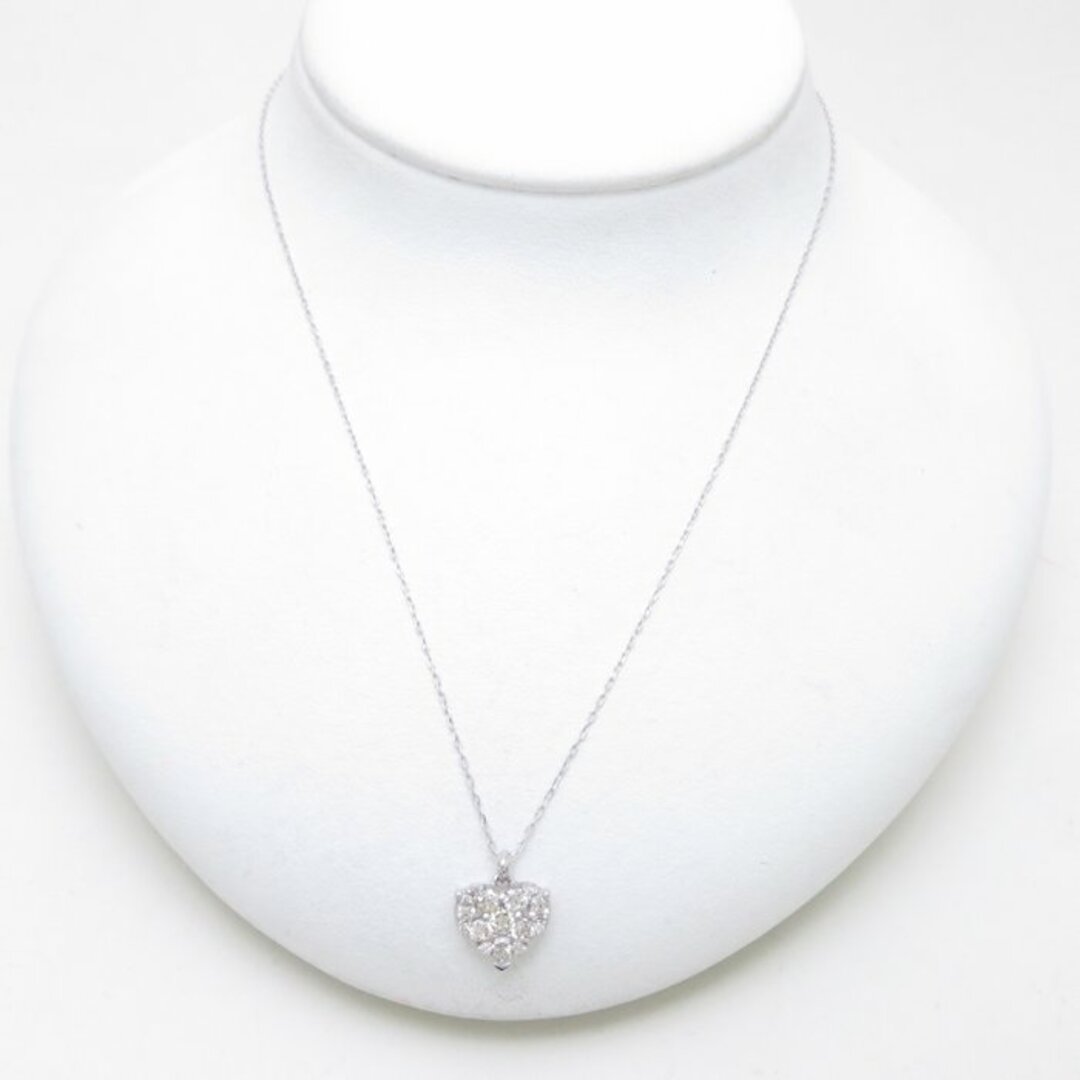 ダイヤモンド ネックレス ハートモチーフ ダイヤモンド0.50ct K18WG