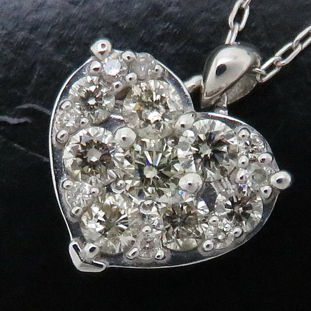 ダイヤモンド ネックレス ハートモチーフ ダイヤモンド0.50ct K18WG