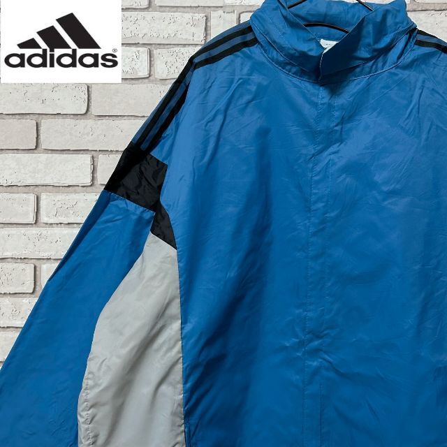 adidas 80sナイロンジャケット ネイビー/ライトブルー adidas - 80s adidas ナイロンジャケット ロゴタグ入り ライト