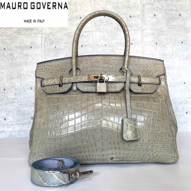 極美品】MAURO GOVERNA クロコダイル カデナ 2WAYハンドバッグ