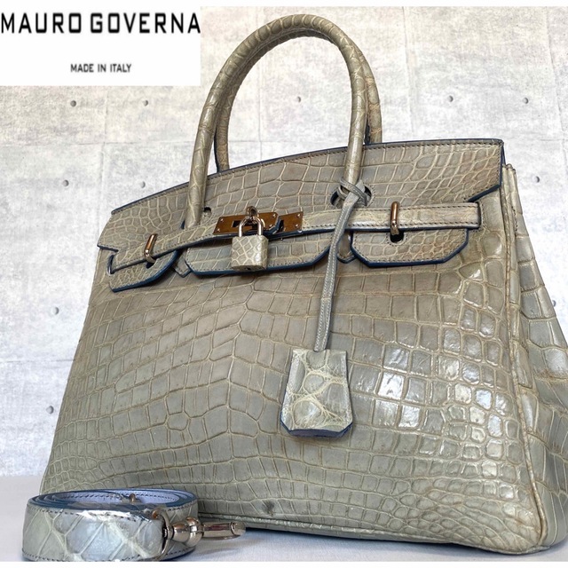 【極美品】MAURO GOVERNA クロコダイル カデナ 2WAYハンドバッグ