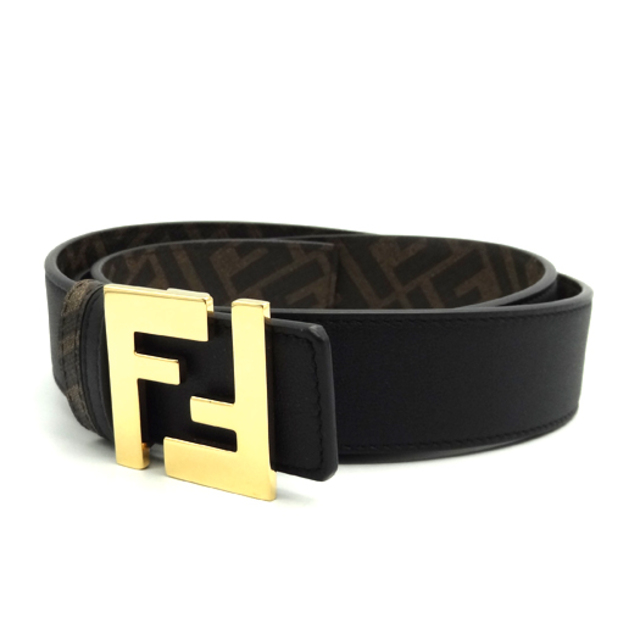 FENDI - フェンディ リバーシブルベルト レザー ブラック 黒 ズッカ柄