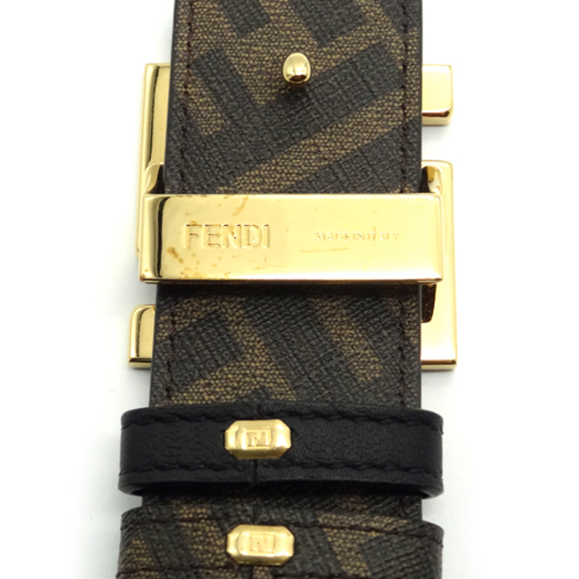 FENDI - フェンディ リバーシブルベルト レザー ブラック 黒 ズッカ柄