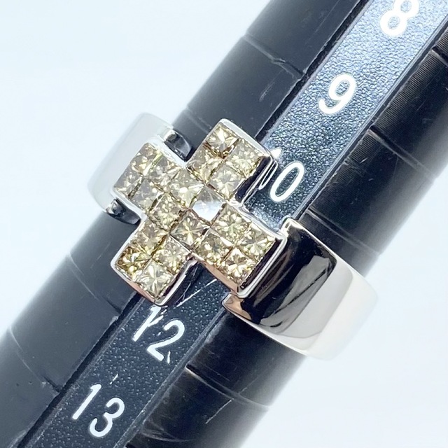 JB-4064】笠原真寿美 K18WG 天然ブラウンダイヤモンド リング