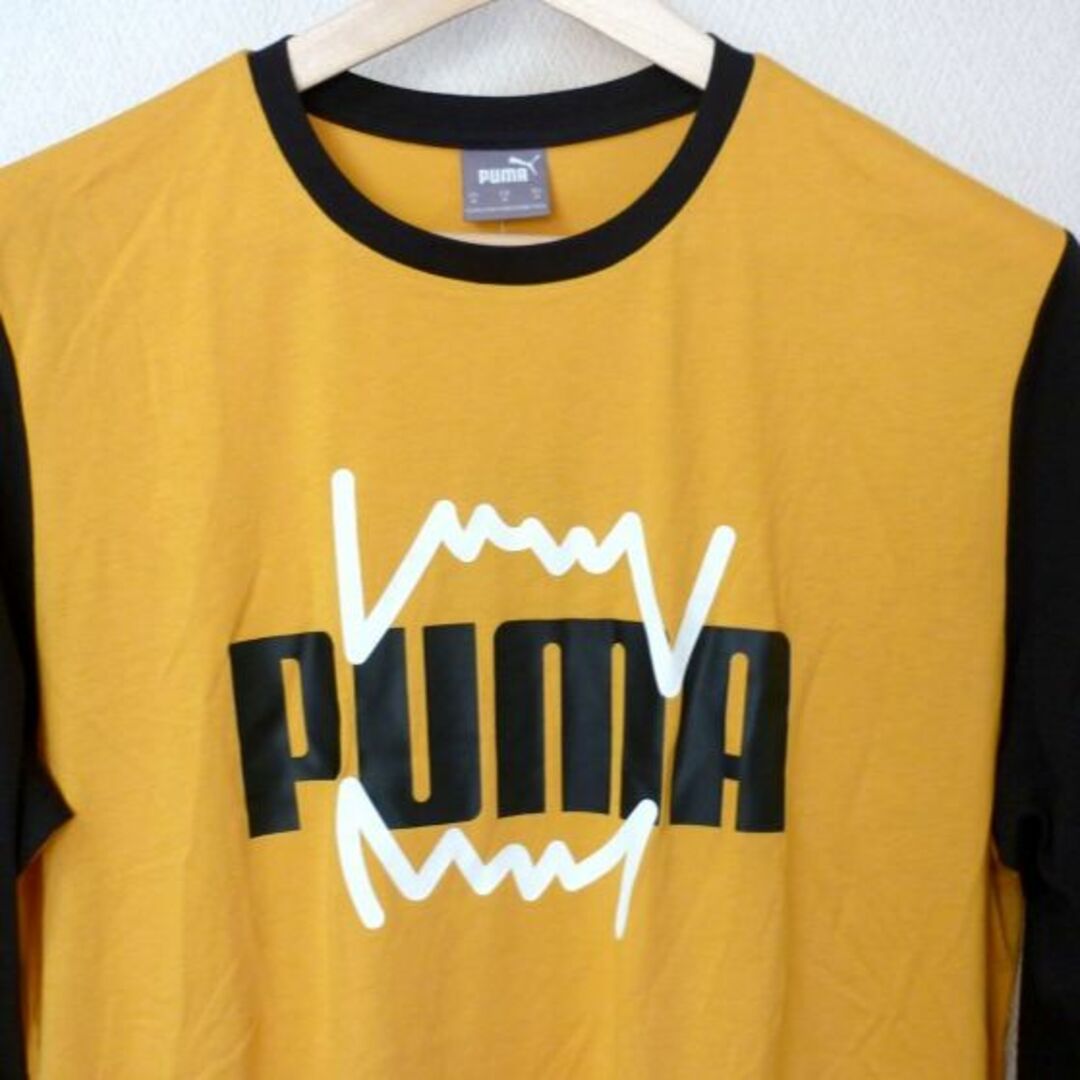 PUMA(プーマ)の新品未使用●M(L相当)PUMA マスタードイエローロンT/長袖Tシャツ メンズのトップス(Tシャツ/カットソー(七分/長袖))の商品写真