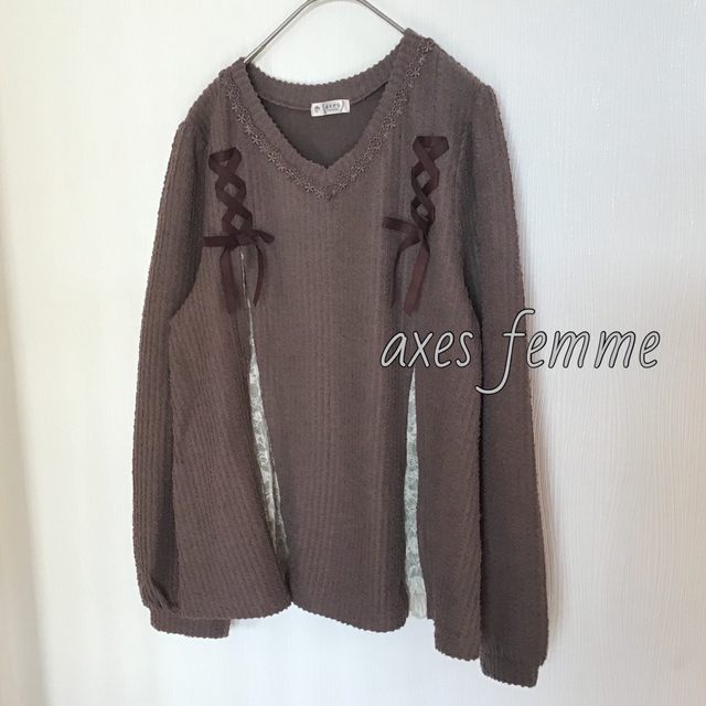 54cm肩幅axes femme トップス レースアッププルオーバー Mサイズ / USED