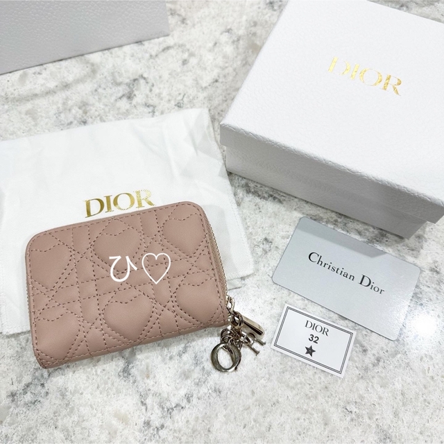 新しいエルメス Christian Dior ディオール　スモールジップコインケース　ハートキルティング - 財布