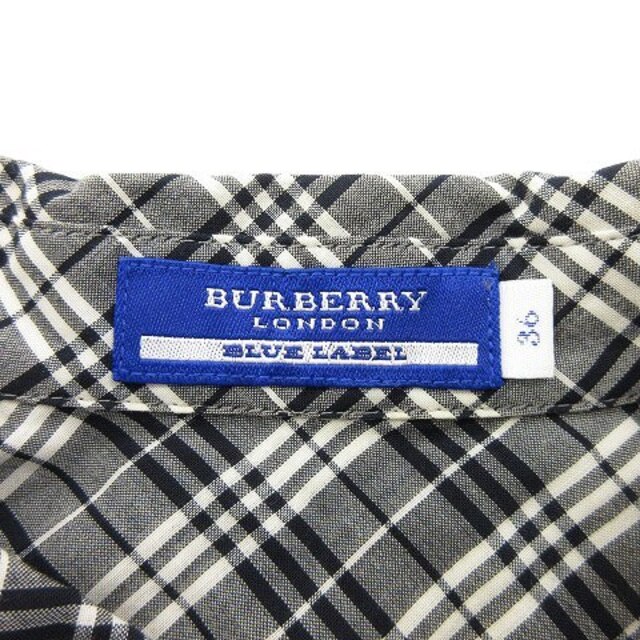 BURBERRY BLUE LABEL(バーバリーブルーレーベル)のバーバリーブルーレーベル シャツ ワンピース 半袖 ミニ 黒系 36 ■SM0 レディースのワンピース(ミニワンピース)の商品写真